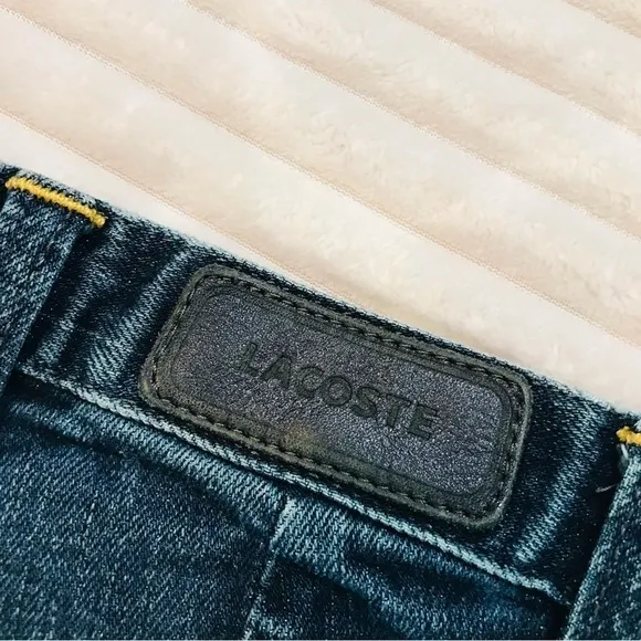 VTG y2K Lacoste Jeans High Rise Patch Pocket Flare Leg Stretch Denim Size 40 8