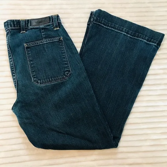 VTG y2K Lacoste Jeans High Rise Patch Pocket Flare Leg Stretch Denim Size 40 8