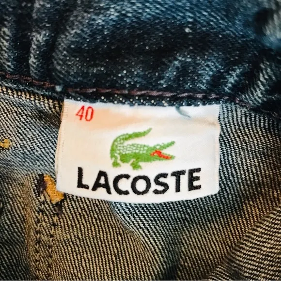 VTG y2K Lacoste Jeans High Rise Patch Pocket Flare Leg Stretch Denim Size 40 8