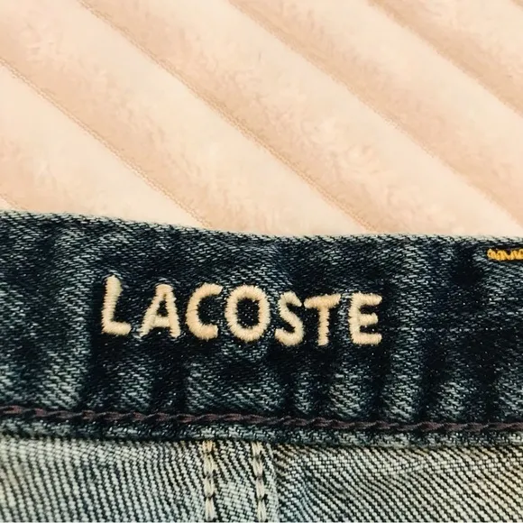 VTG y2K Lacoste Jeans High Rise Patch Pocket Flare Leg Stretch Denim Size 40 8