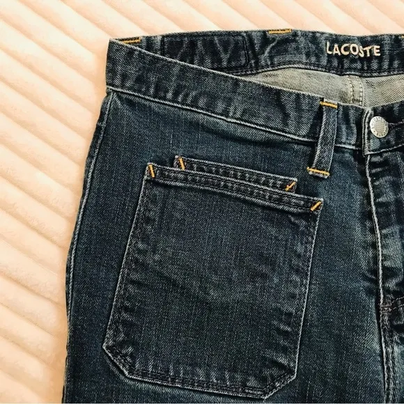 VTG y2K Lacoste Jeans High Rise Patch Pocket Flare Leg Stretch Denim Size 40 8