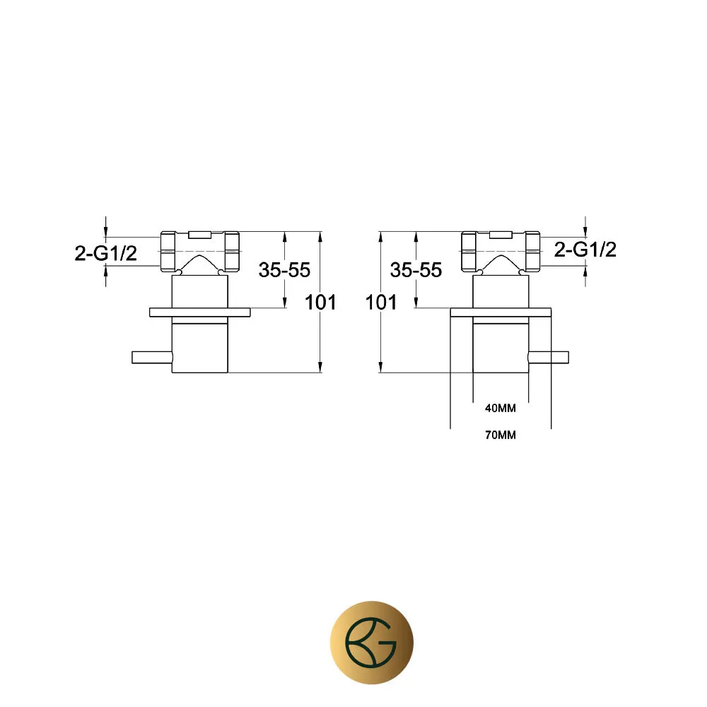 Wall Mounted Stop Valves Brushed Brass Finish – Designer Handle