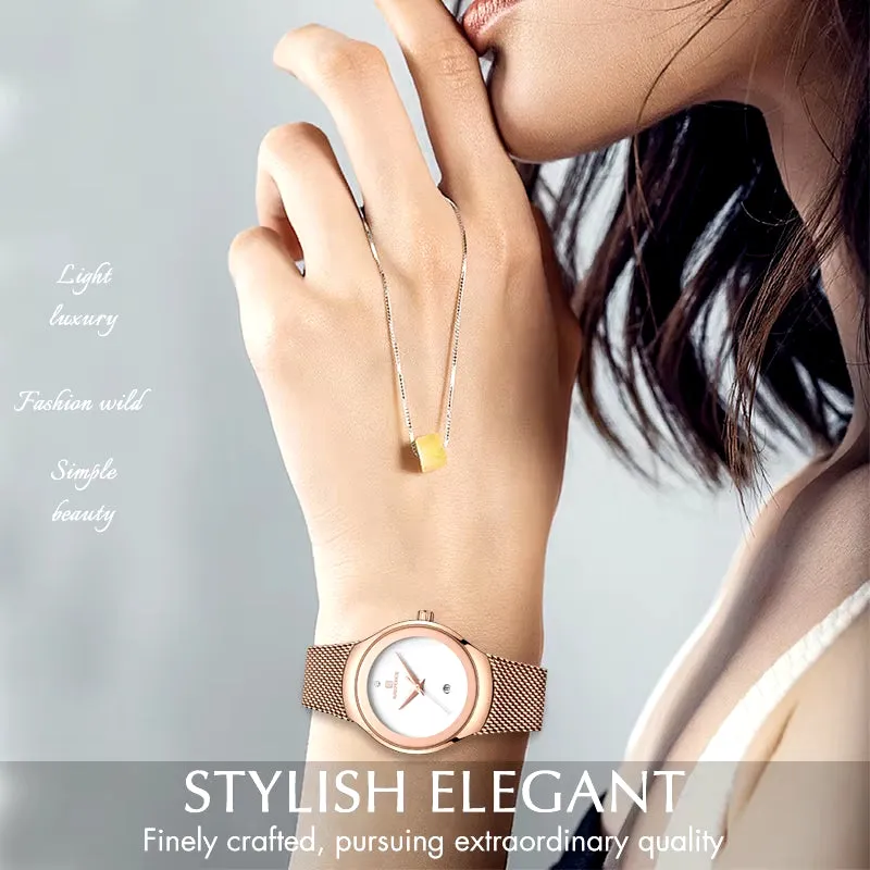 Watch Women Fashion Dress Quartz Watches Lady Stainless Steel Waterproof Wristwatch Simple Girl Clock Relogio Feminino