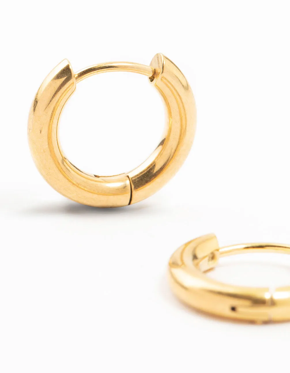 Waterproof Gold Plated Stainless Steel Core Clicker Earrings 16 MM