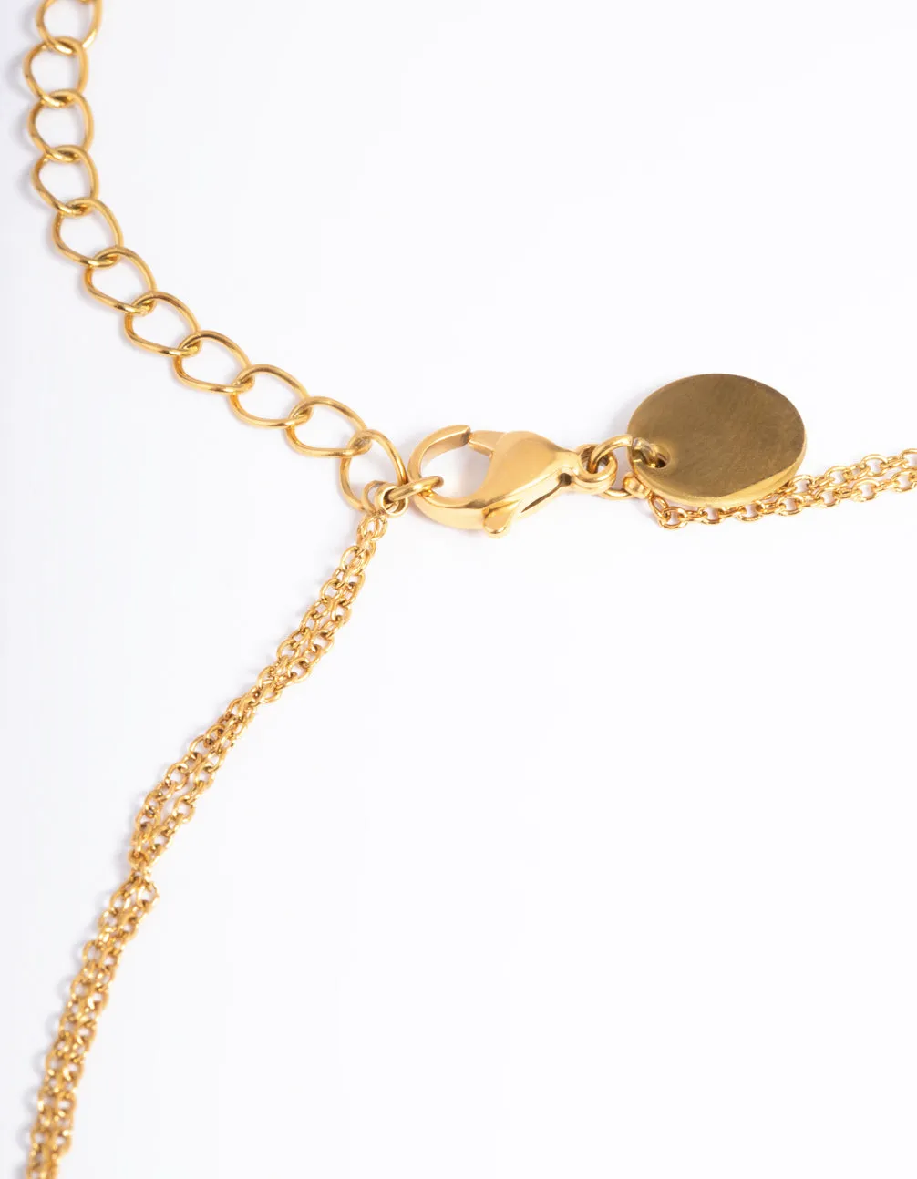 Waterproof Gold Plated Stainless Steel Dainty Freshwater Pearl Double Layer Necklace