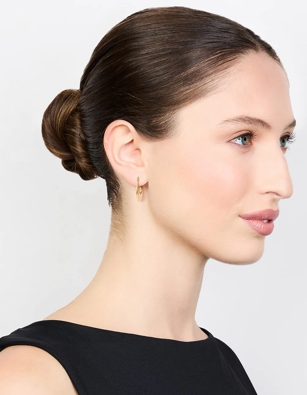 Waterproof Gold Plated Stainless Steel Elongated Flat Hoop Earrings