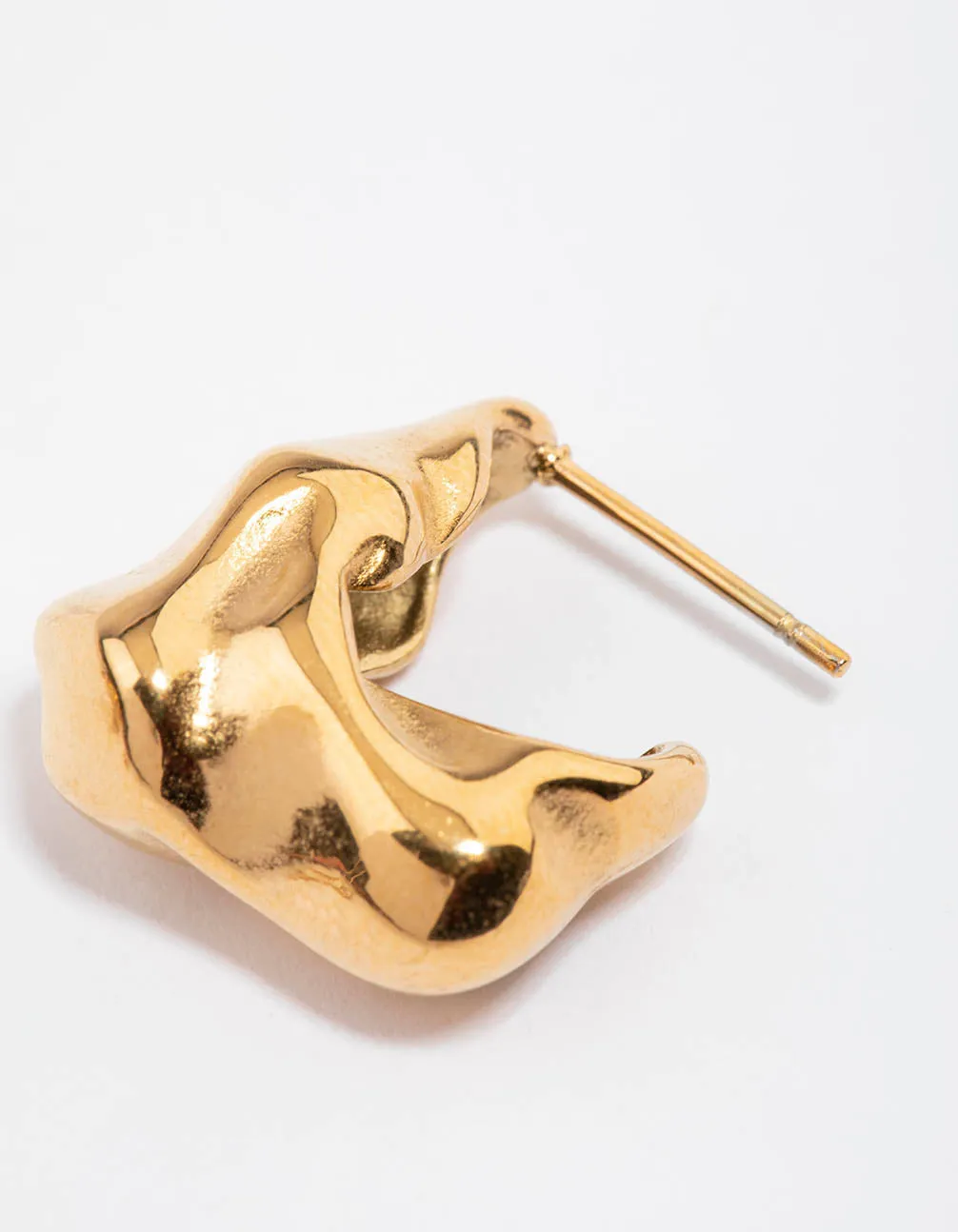 Waterproof Gold Plated Stainless Steel Organic Square Hoop Earrings