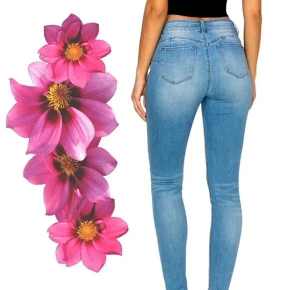 WAX Jean &quot;Butt I Love You&quot; Push-Up High-Rise Skinny Jeans w/Destructed Hem