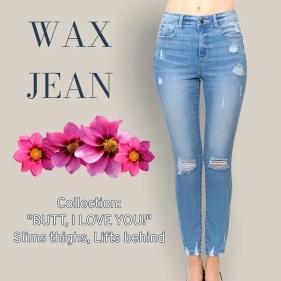 WAX Jean &quot;Butt I Love You&quot; Push-Up High-Rise Skinny Jeans w/Destructed Hem