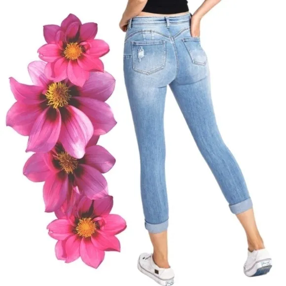 WAX Jean &quot;Butt I Love You&quot; Push-Up High-Rise Skinny Jeans w/Destructed Hem