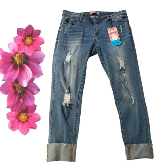 WAX Jean &quot;Butt I Love You&quot; Push-Up High-Rise Skinny Jeans w/Destructed Hem