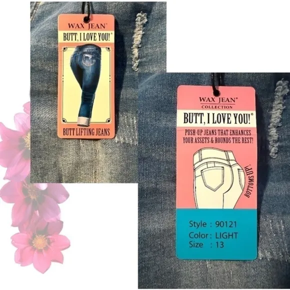 WAX Jean &quot;Butt I Love You&quot; Push-Up High-Rise Skinny Jeans w/Destructed Hem