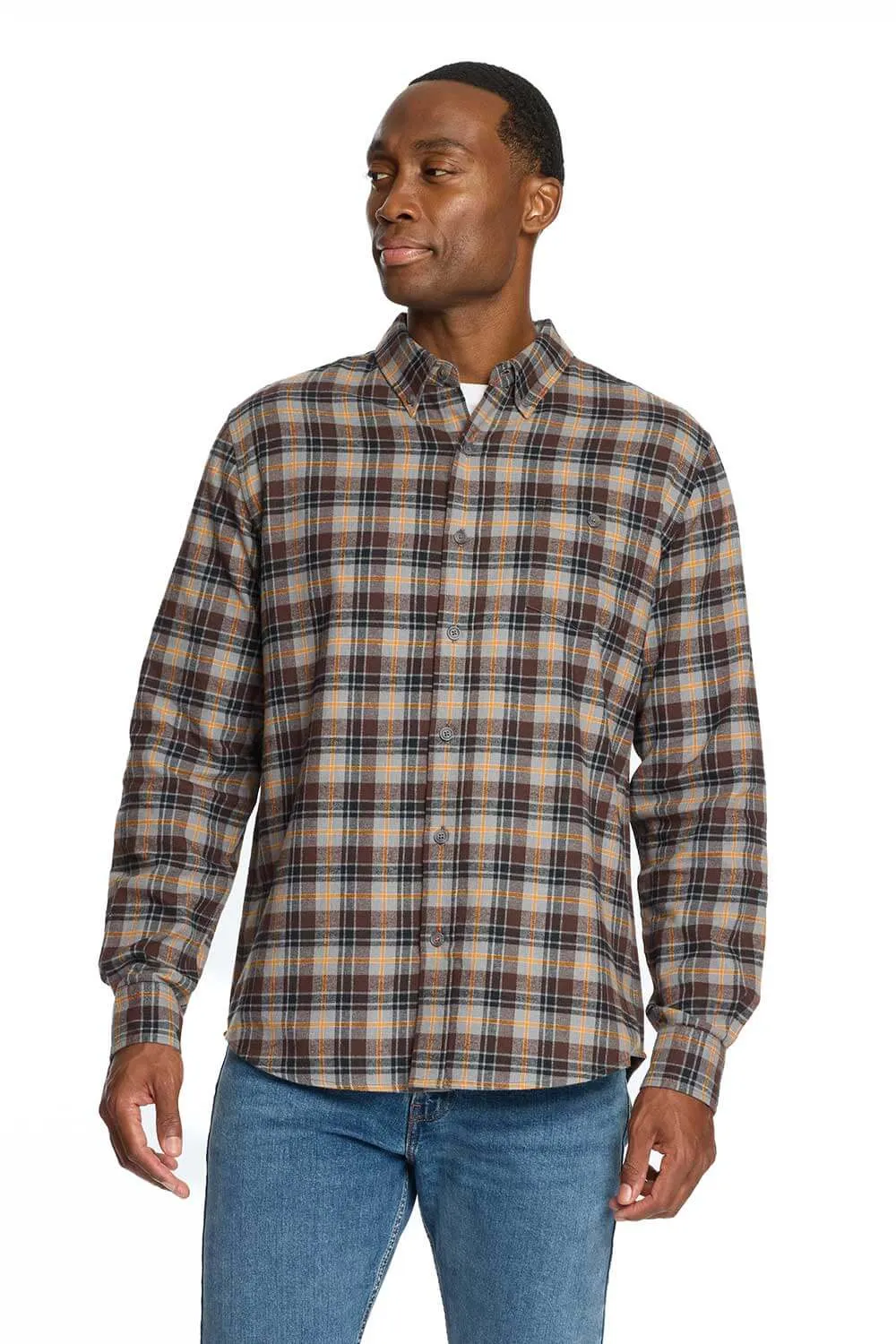 Weatherproof Vintage Brushed Flannel Shirt for Men in Shark Skin | F2485572GK-SHARKSKIN