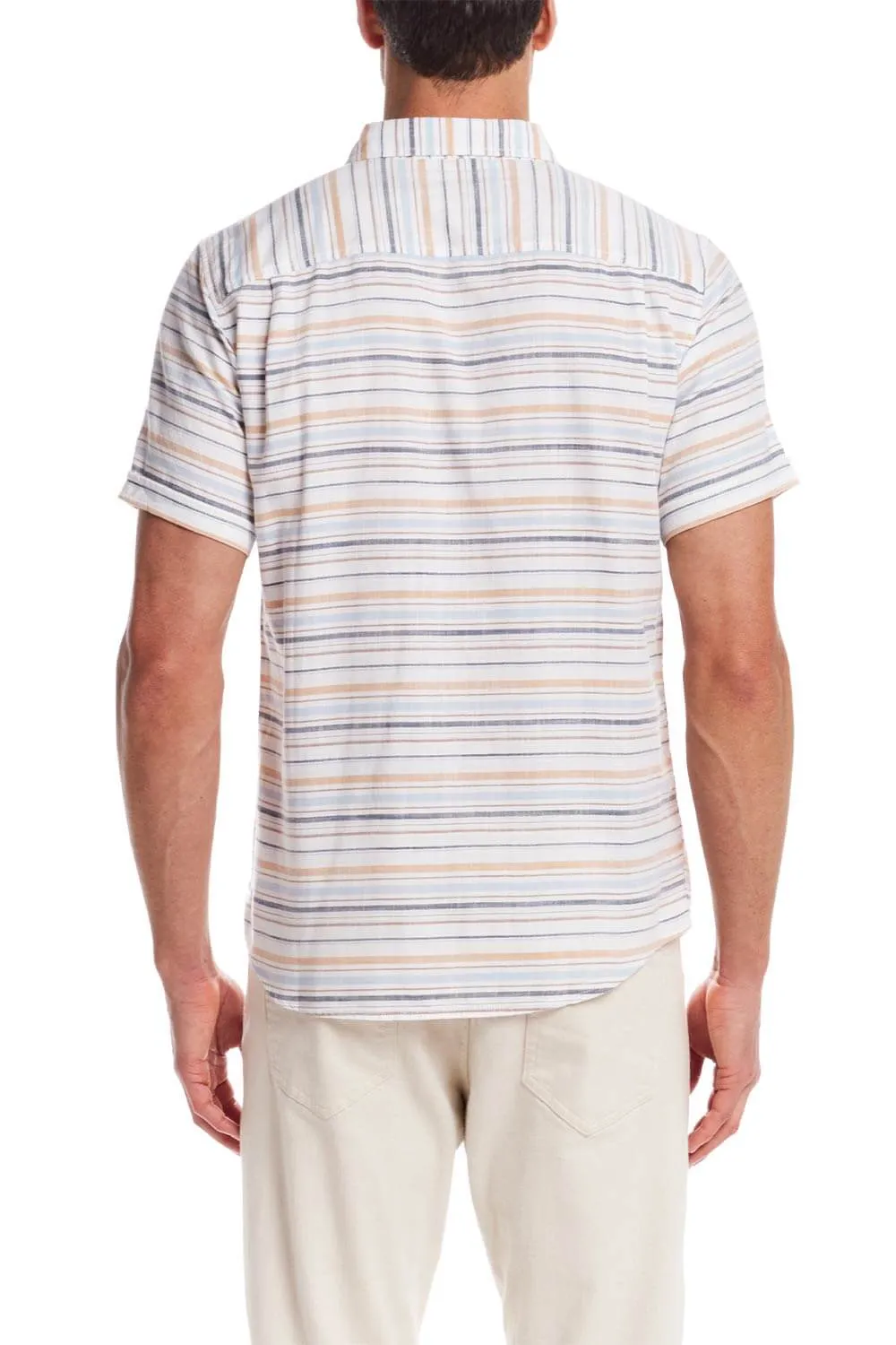 Weatherproof Vintage Striped Country Twill Button Up Shirt for Men in White | S2584285GK-WHITESAND