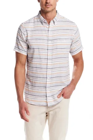 Weatherproof Vintage Striped Country Twill Button Up Shirt for Men in White | S2584285GK-WHITESAND