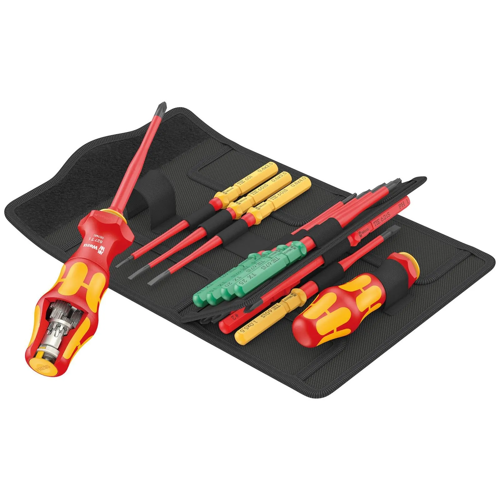 Wera Interchangeable VDE Screwdriver Set Kraftform Kompakt Turbo I Imperial 1 Tool Finder 16 Pieces Phillips Slotted Torx Square