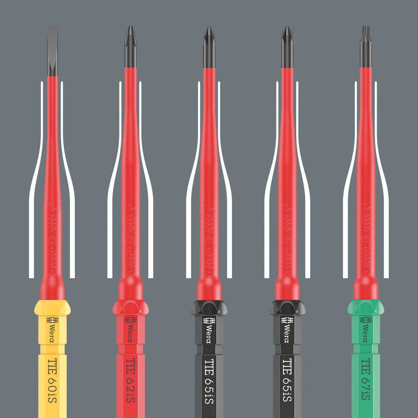 Wera Interchangeable VDE Screwdriver Set Kraftform Kompakt Turbo I Imperial 1 Tool Finder 16 Pieces Phillips Slotted Torx Square