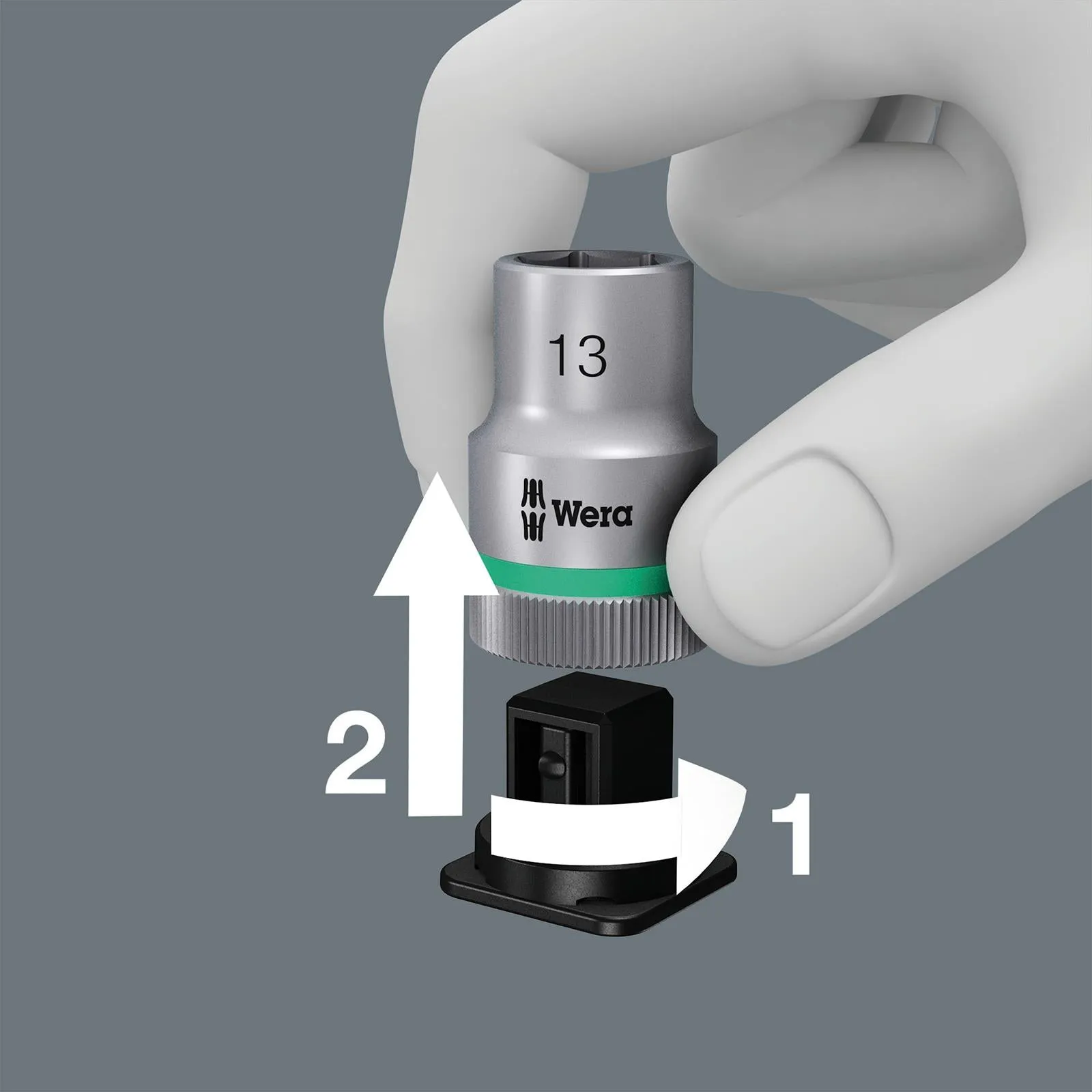 Wera Socket Rail B 3/8" Drive Textile Belt with Carabiner 9 Location Twist to Unlock Unloaded
