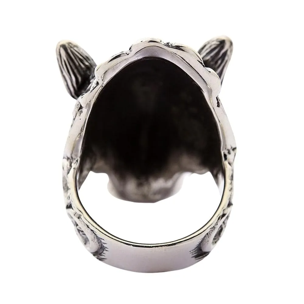 Werewolf Head Sterling Silver Biker Ring