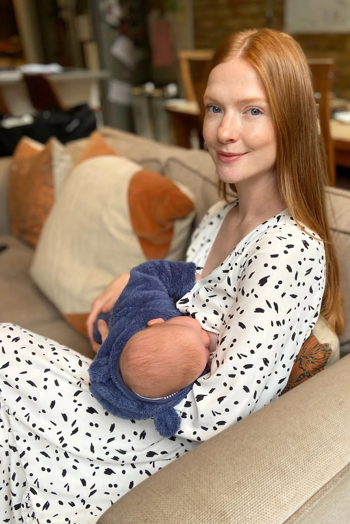 White & black Tiered maternity & breastfeeding dress