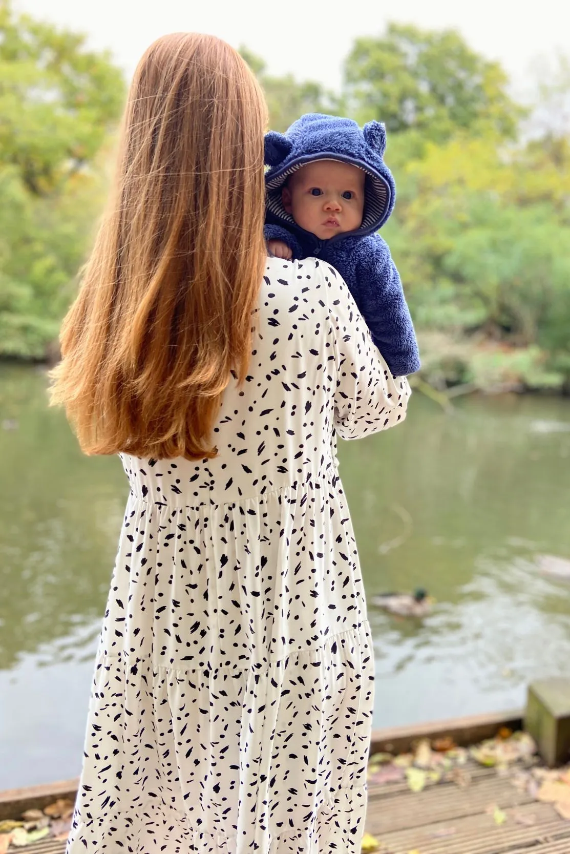 White & black Tiered maternity & breastfeeding dress