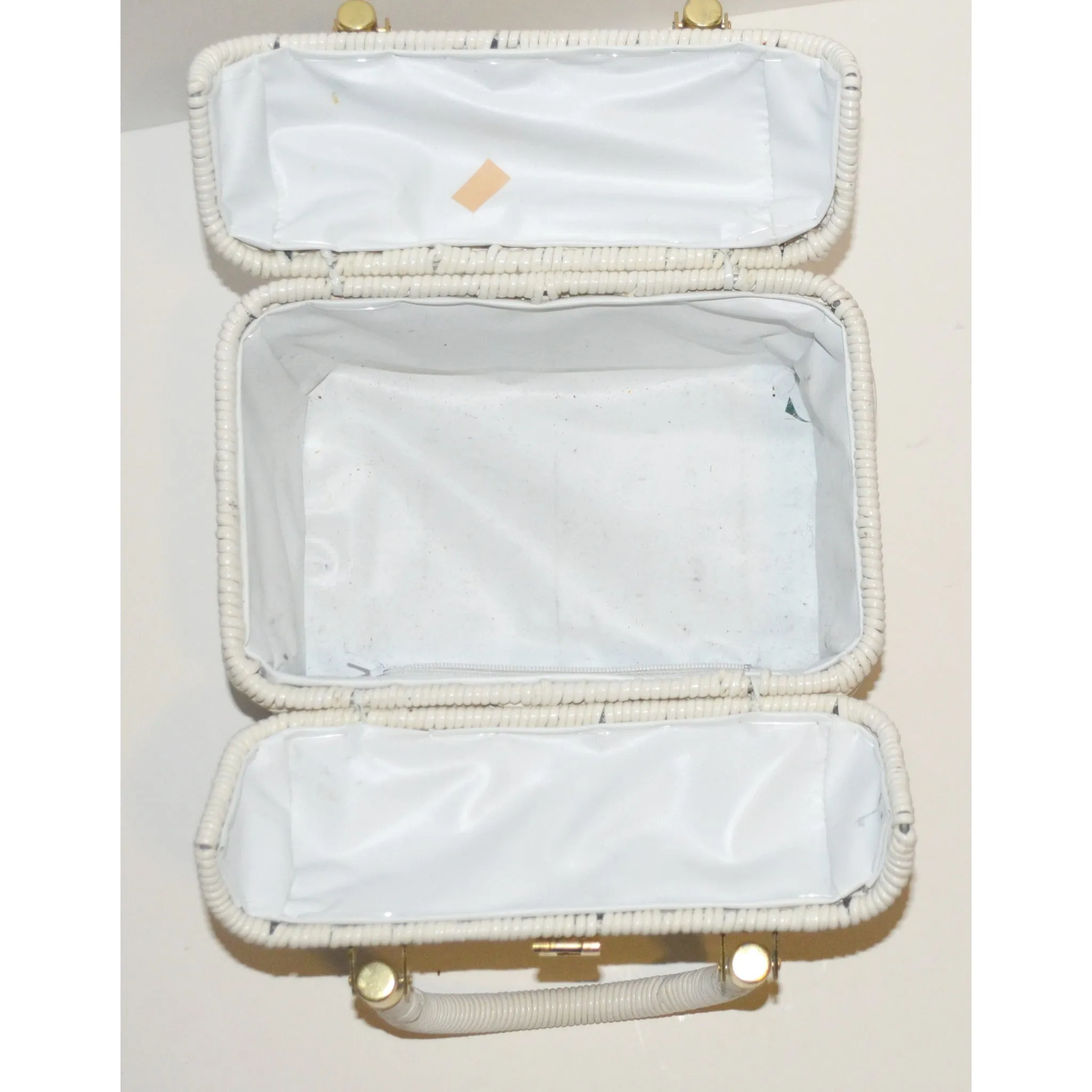 White Boxed Wicker Purse