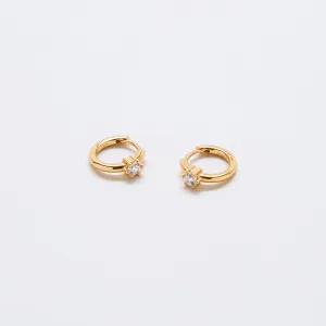 White CZ Mini Huggie Hoop Earrings