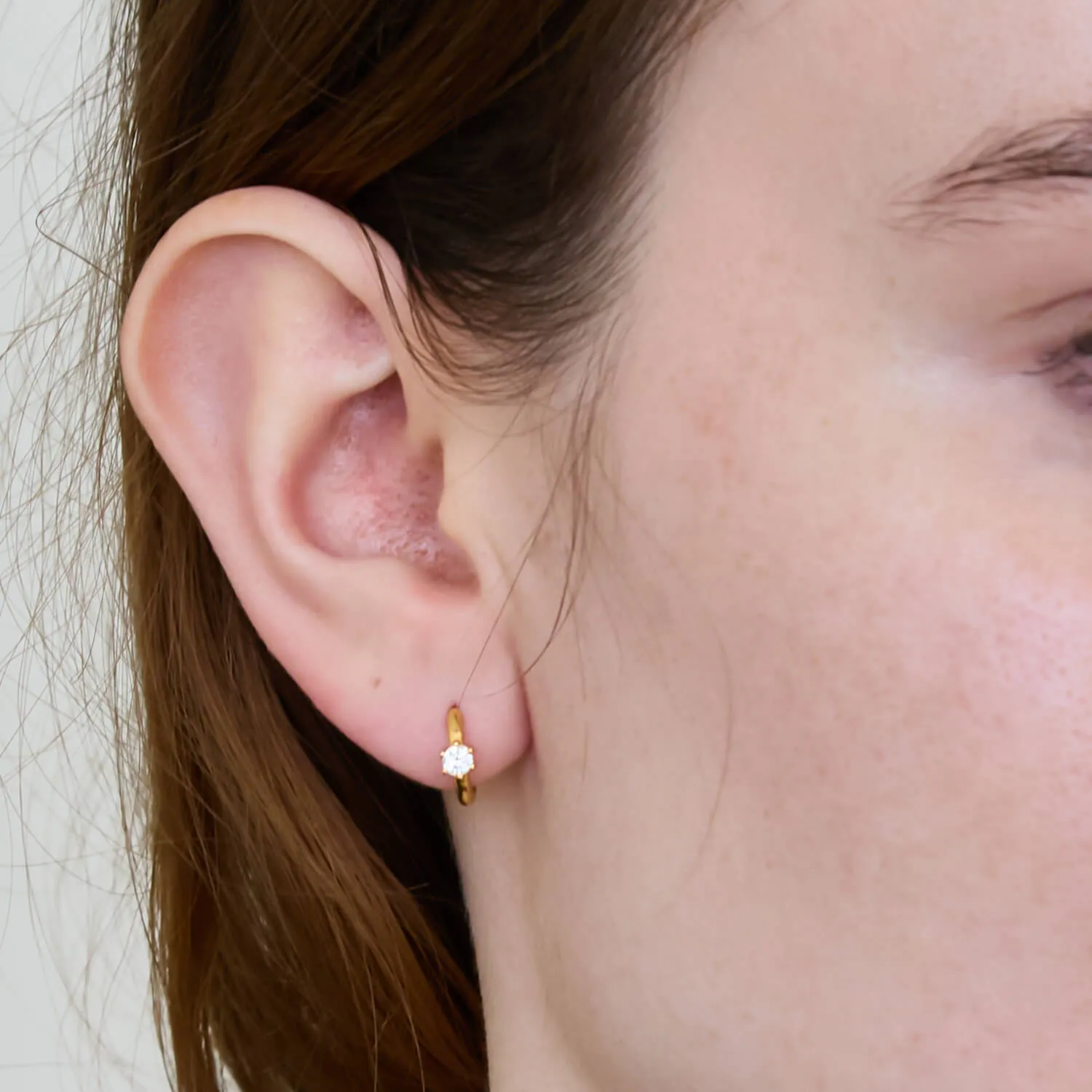 White CZ Mini Huggie Hoop Earrings