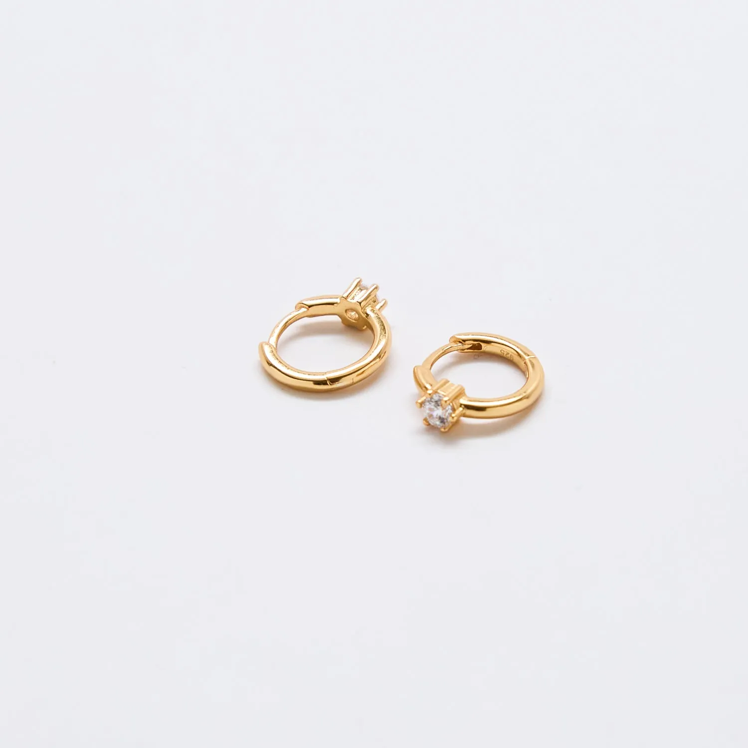 White CZ Mini Huggie Hoop Earrings