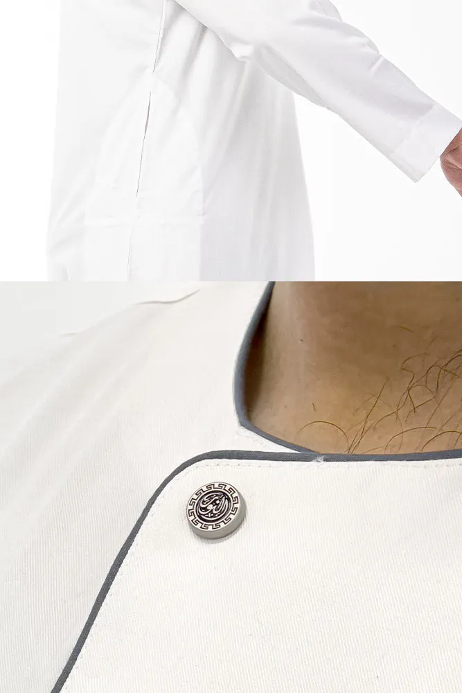White|Grey Piping Thobe