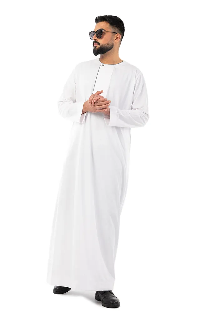 White|Grey Piping Thobe