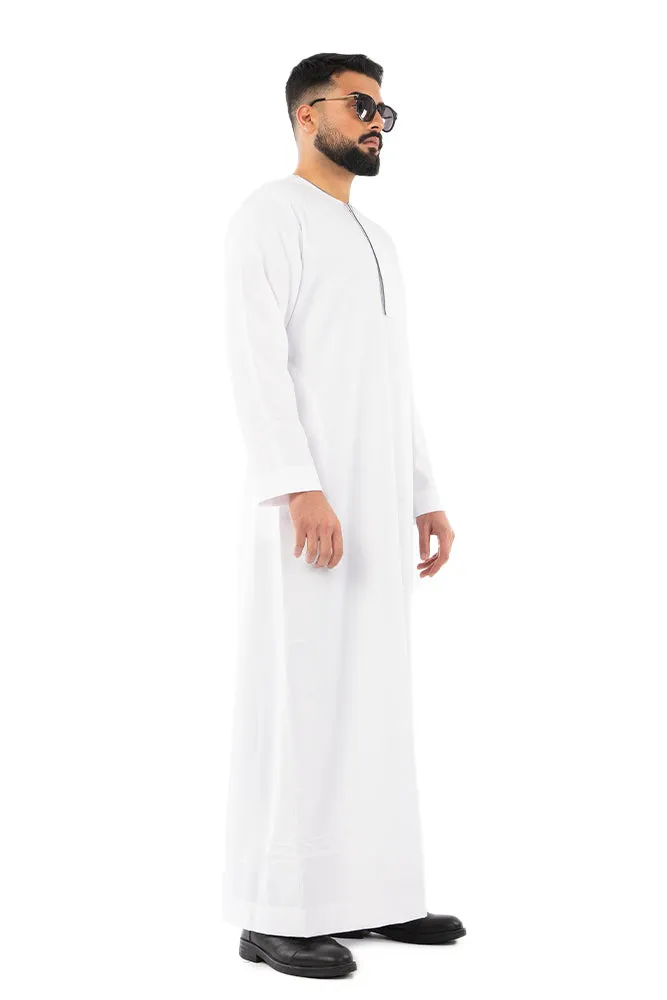 White|Grey Piping Thobe