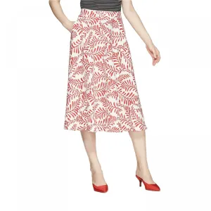 Who What Wear Women's Leaf Print Mid Rise Circle Skirt