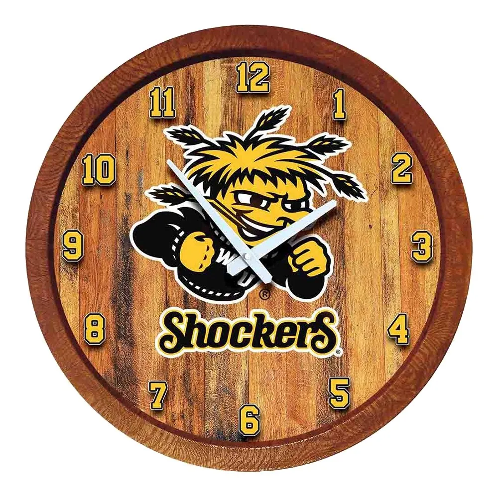 Wichita State Shockers: "Faux" Barrel Top Wall Clock