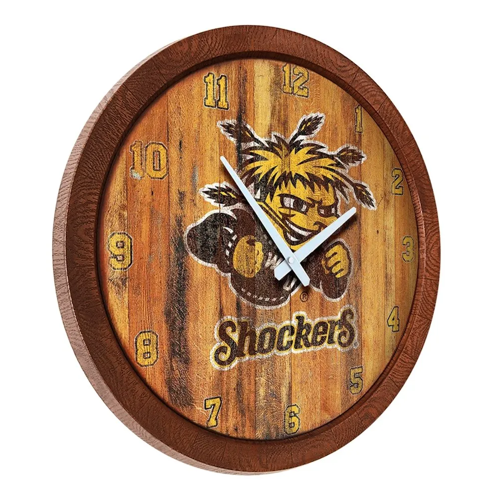 Wichita State Shockers: Weathered "Faux" Barrel Top Wall Clock