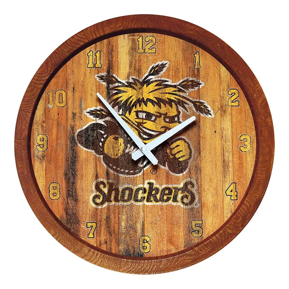 Wichita State Shockers: Weathered "Faux" Barrel Top Wall Clock