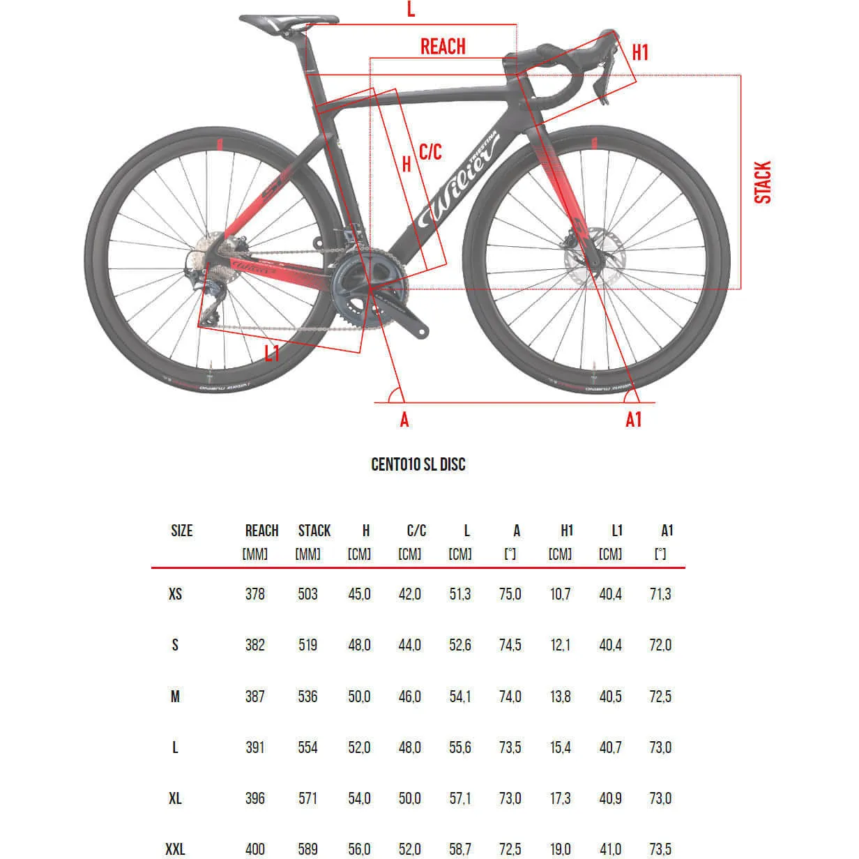 Wilier Triestina Cento 10 SL Disc Rival AXS Carbon Road Bike 2023 - Red & Black