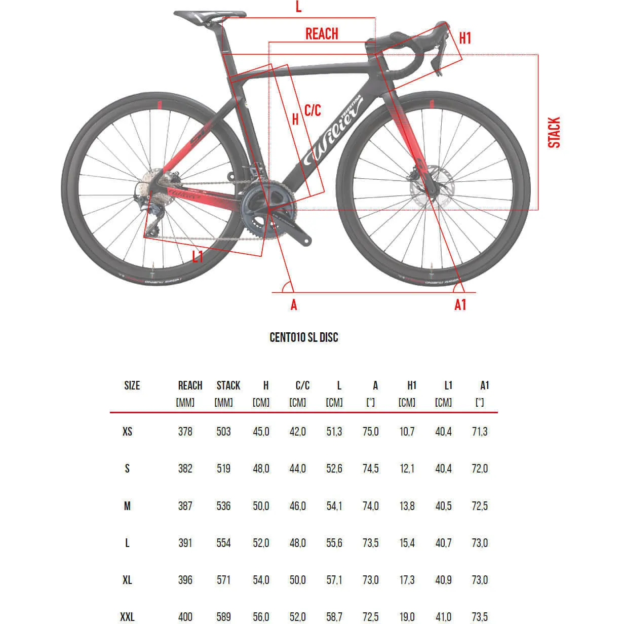 Wilier Triestina Cento 10 SL Disc Ultegra Di2 Carbon Road Bike 2023 - Black & Red