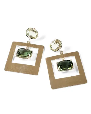 Window Drop Earring in Green Quartz