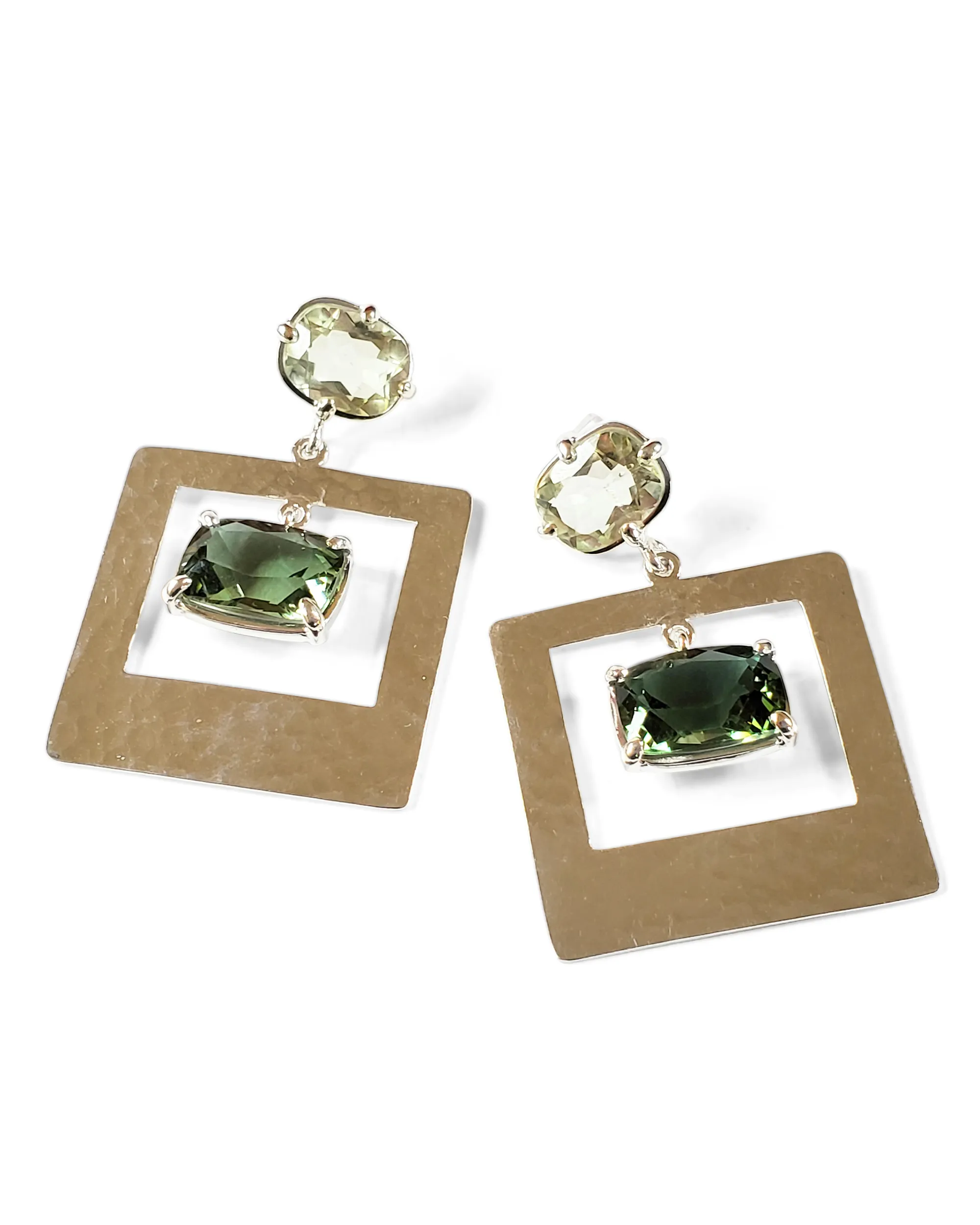 Window Drop Earring in Green Quartz