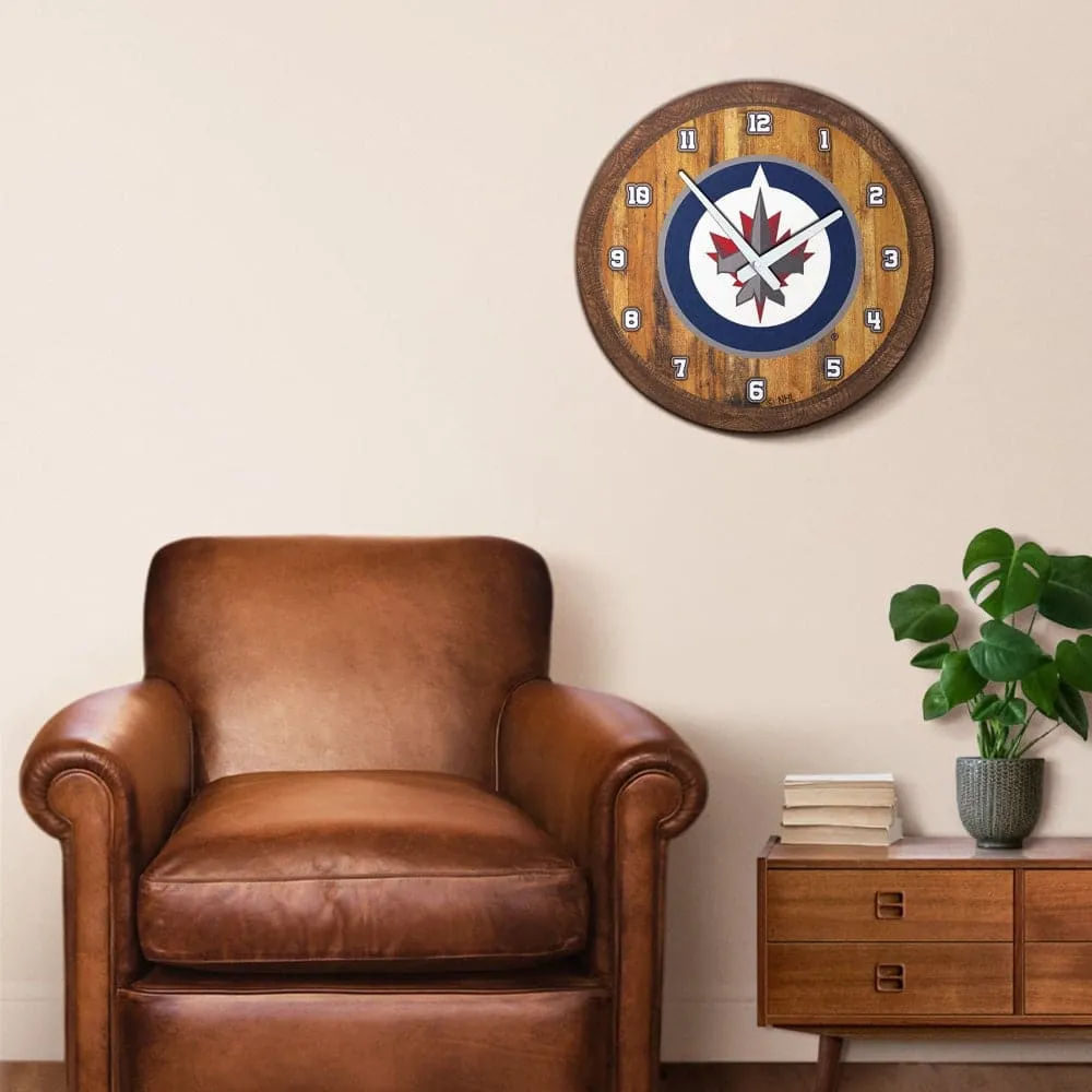 Winnipeg Jets: "Faux" Barrel Top Wall Clock