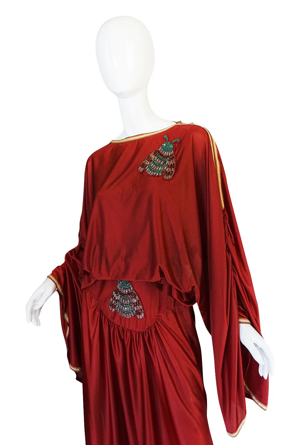 Winter 1972 Bill Gibb Beaded Bee Caftan Dress Set