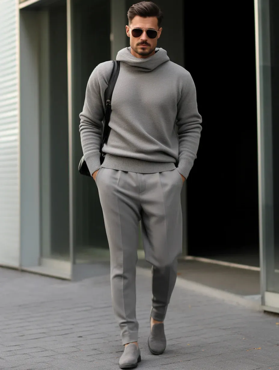 Winter Men's Scarf Collar Luxury Thick Sweater