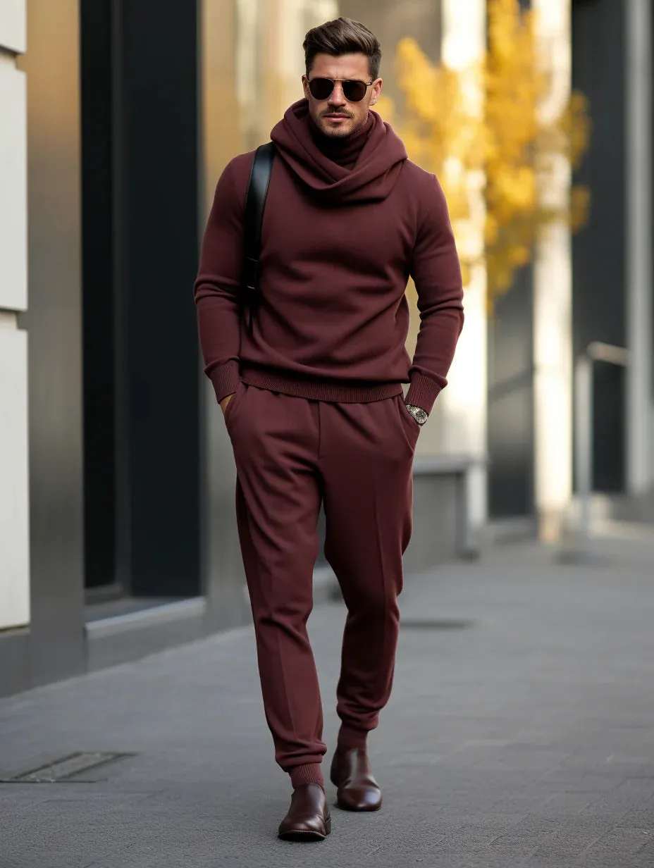 Winter Men's Scarf Collar Luxury Thick Sweater