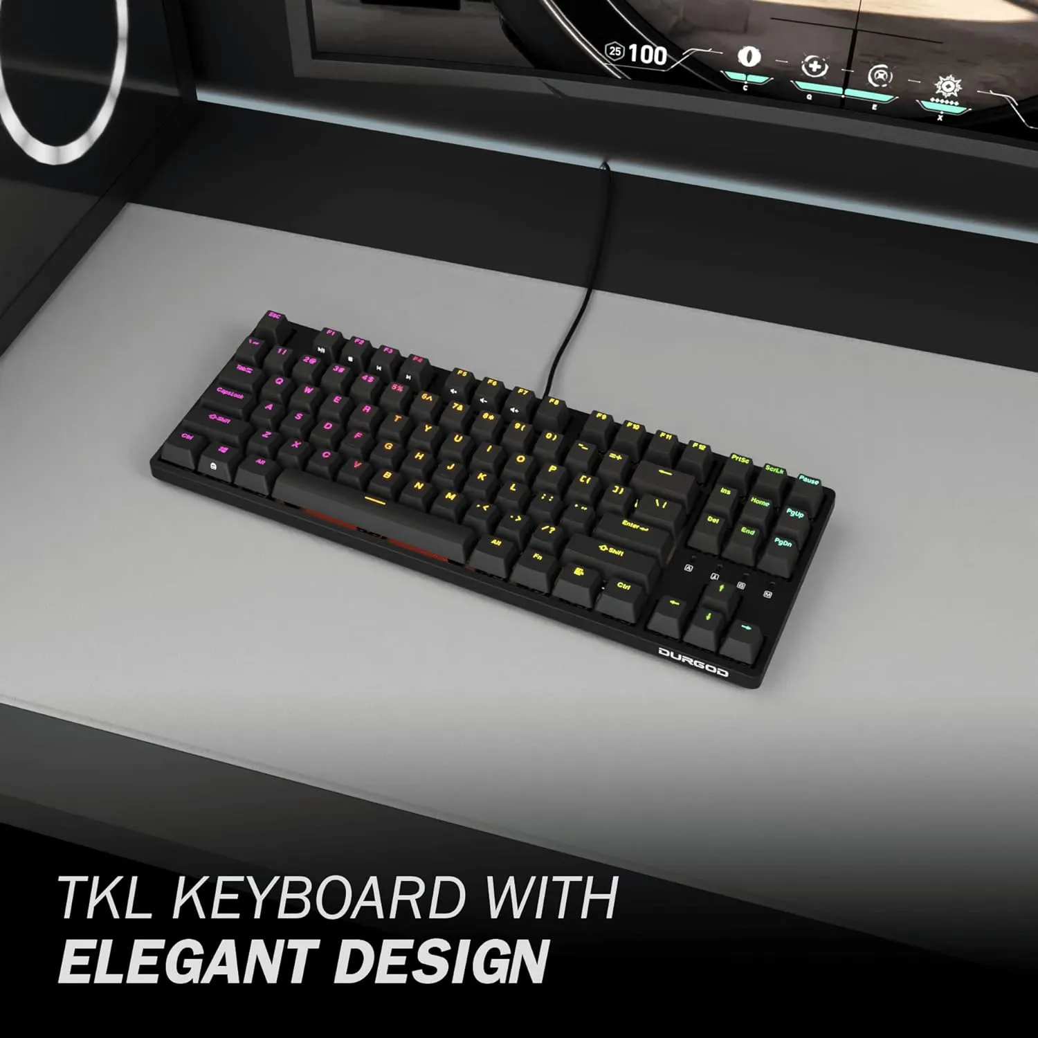 Wired Mechanical Gaming Keyboard - 87 Key - Double Shot PBT