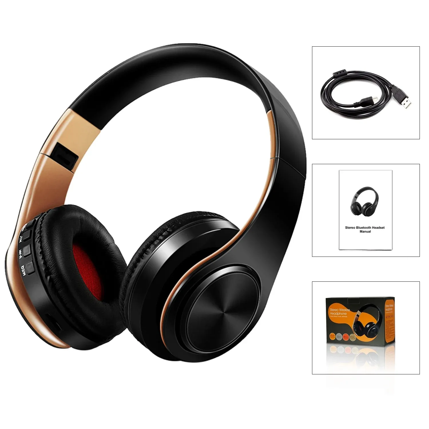 Wireless Bluetooth Headphones - Stereo Sports Headset with Mic, Overhead Earphones for Smart Phone TV PC Tablet