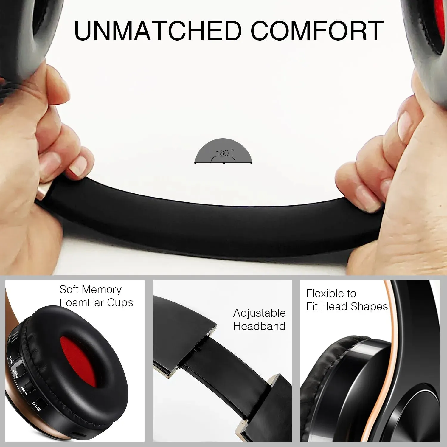 Wireless Bluetooth Headphones - Stereo Sports Headset with Mic, Overhead Earphones for Smart Phone TV PC Tablet