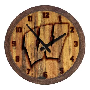 Wisconsin Badgers: Branded "Faux" Barrel Top Wall Clock