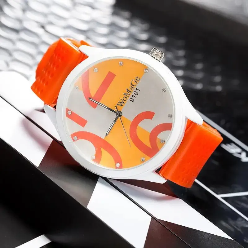 Womage Women's Watches Fashion Cute Pink Big Number Watches Women Ladies Gilrs Silicone Sports Watches Quartz Wristwatches
