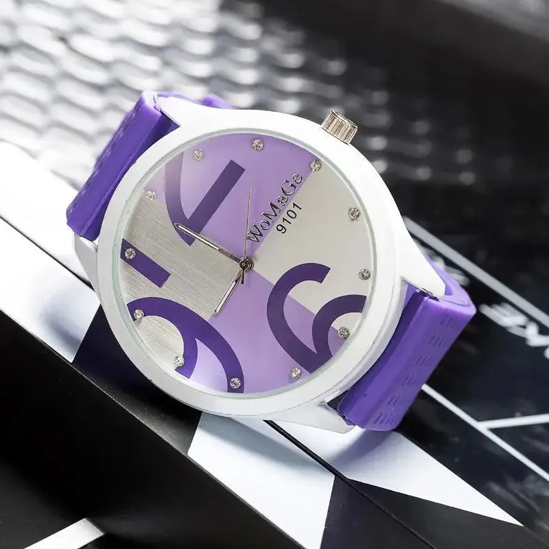 Womage Women's Watches Fashion Cute Pink Big Number Watches Women Ladies Gilrs Silicone Sports Watches Quartz Wristwatches